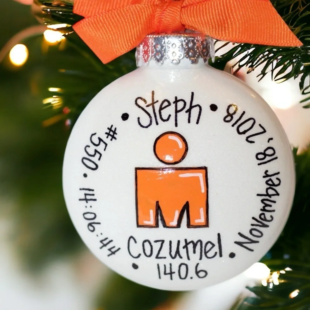Custom Hand-Painted Triathlon Ornament - Personalized Runner Holiday Decoration
